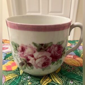 Victoria Czechoslovakia Floral Pink Rose Porcelain Teacup